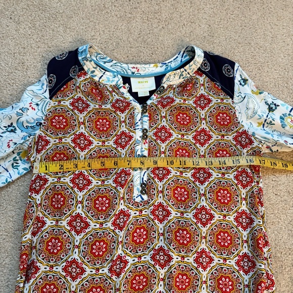 Maeve by Anthropologie Mandala Henley Top Blouse Floral Print - Picture 8 of 9